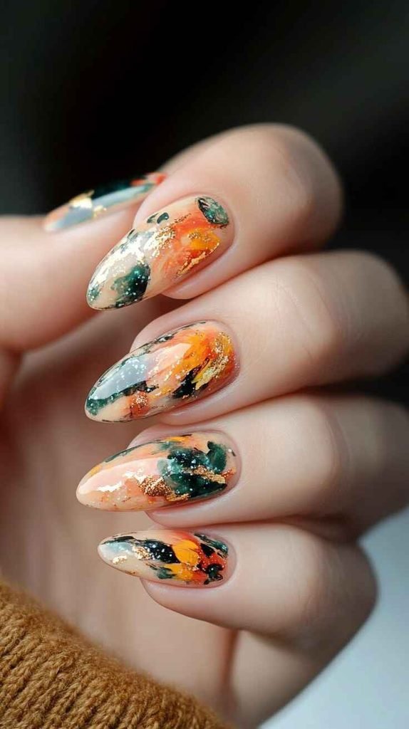 Fall Watercolor Nails